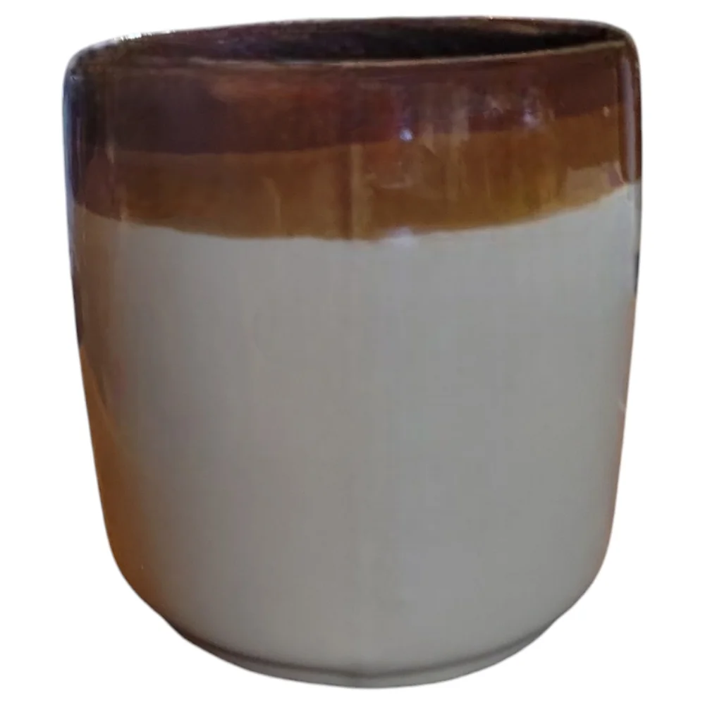 1 Vtg 70's Dip Glazed Interpur Earth Tones Tricolor Coffee Tea Cup Mug Taiwan